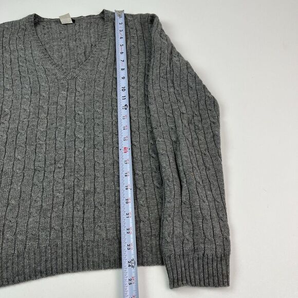 J Crew  Wool Cashmere Cable Knit Sweater Size L Gray Preppy Heritage Classic Y2K - Picture 8 of 9
